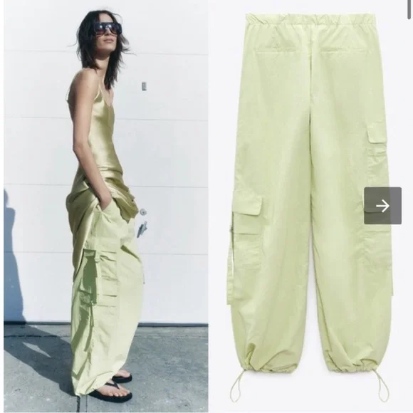 パンツ ZARA parachute cargo pants dead stock Zara Cargo Parachute Pants - Size M - Barely Ever | Depop